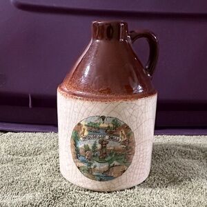 Vintage Wisconsin Dells Brown and Cream Ceramic Jug